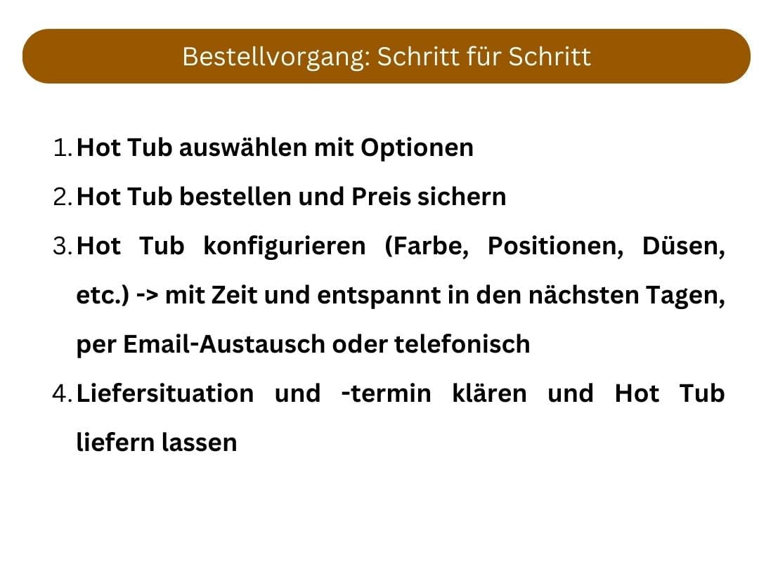 Hot Tub Bestellvorgang