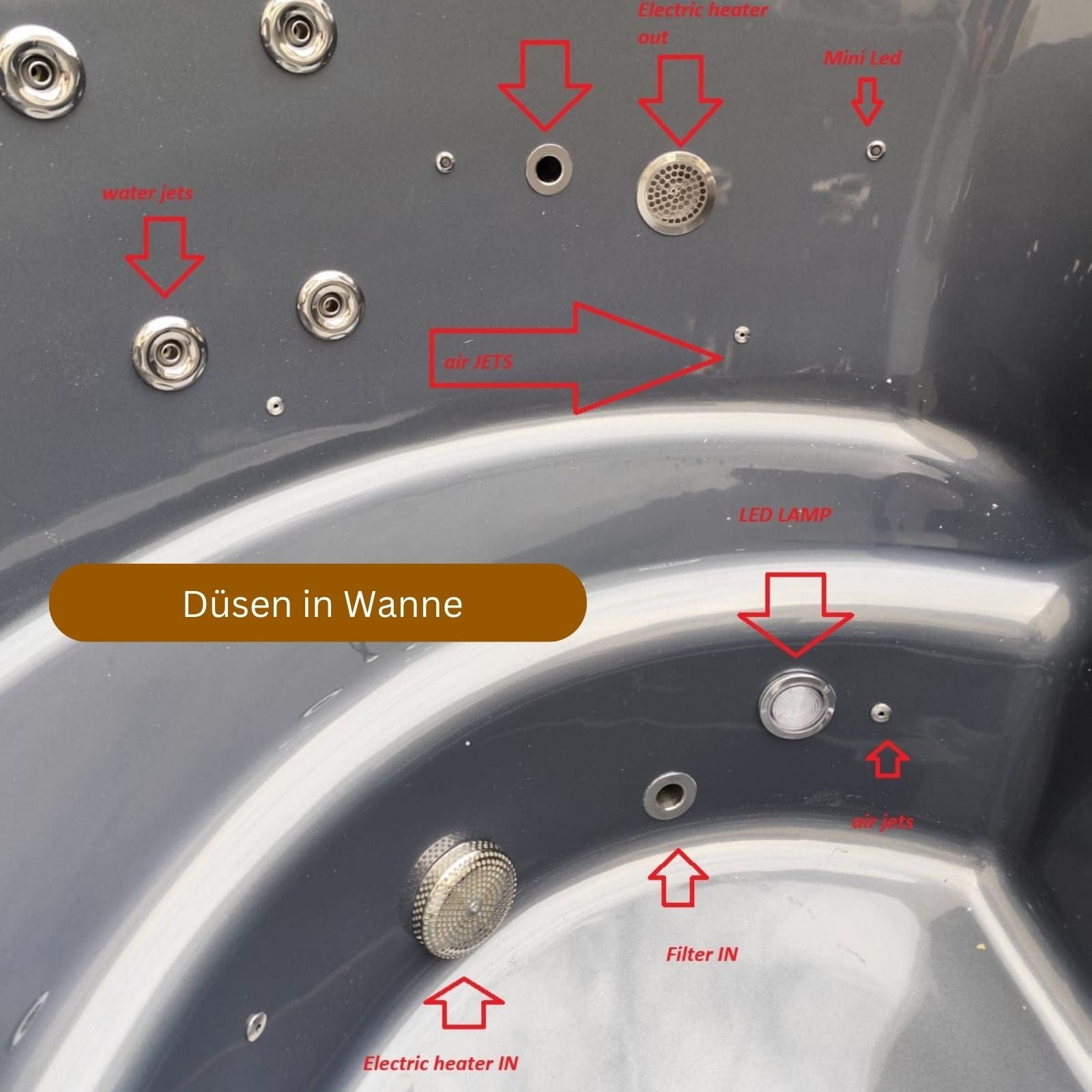 Düsen des Memelwood Hot Tubs