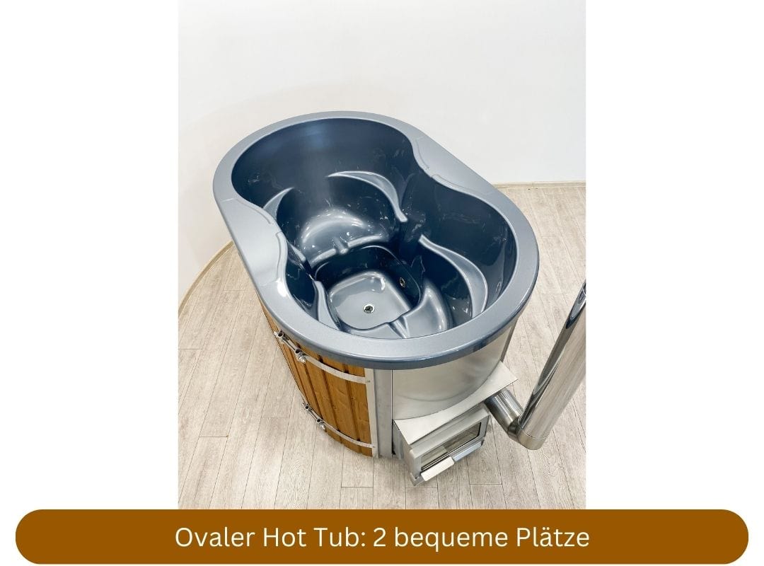 ovaler Hot Tub mit integriertem Ofen von Memelwood