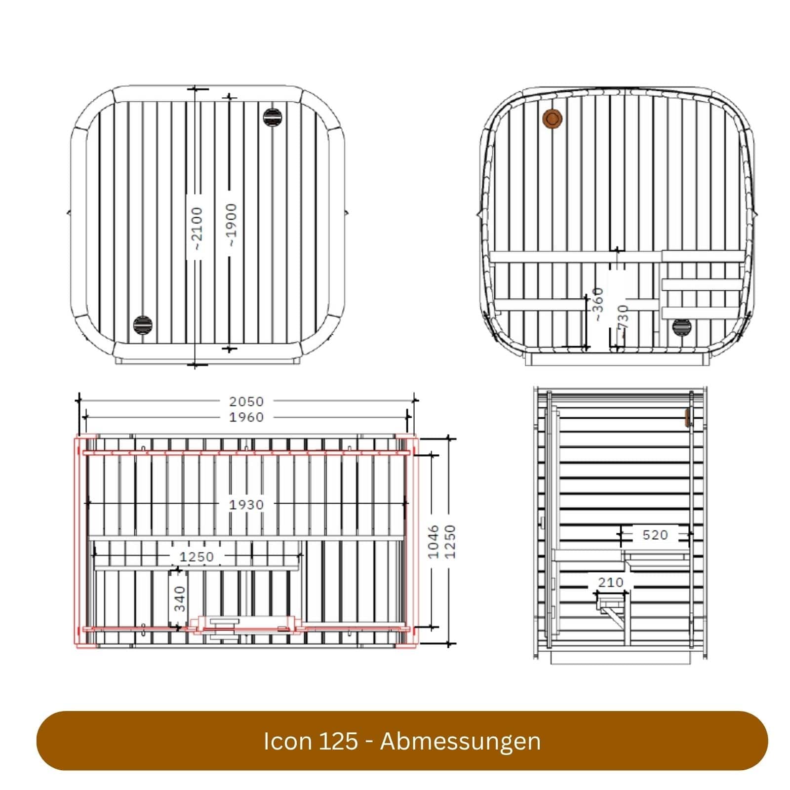 Icon 125 - Mini Sauna für den Garten