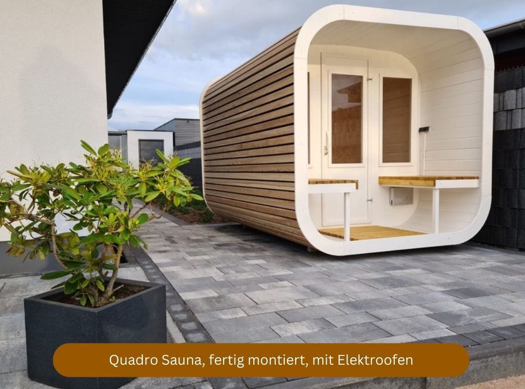 Quadro Sauna mit Elektroofen, fertig montiert