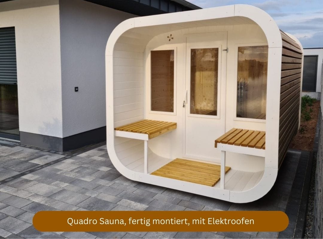 Quadro Sauna mit Elektroofen, fertig montiert