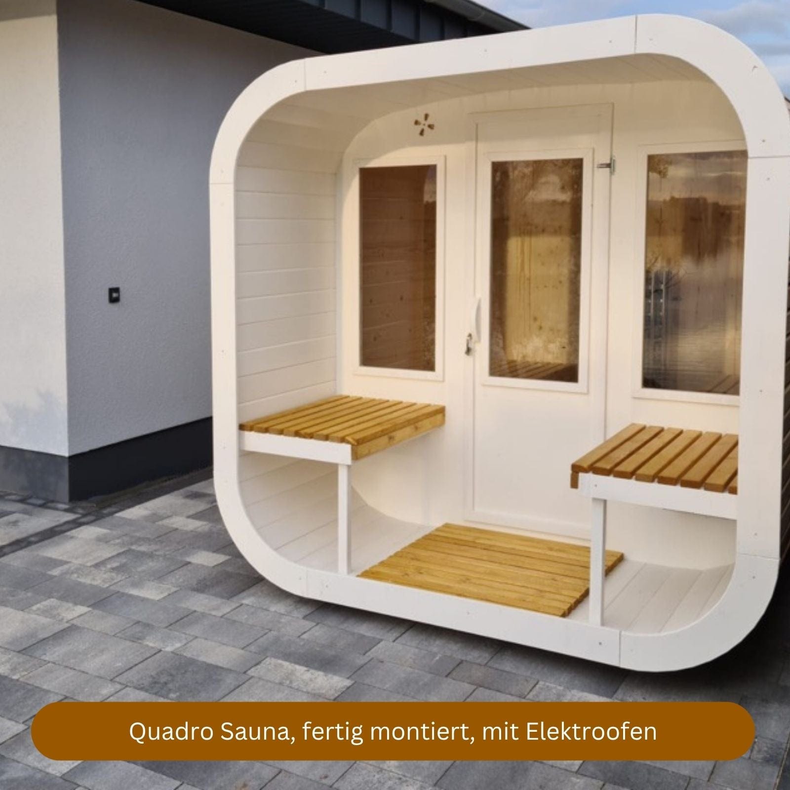 Quadro Sauna mit Elektroofen, fertig montiert