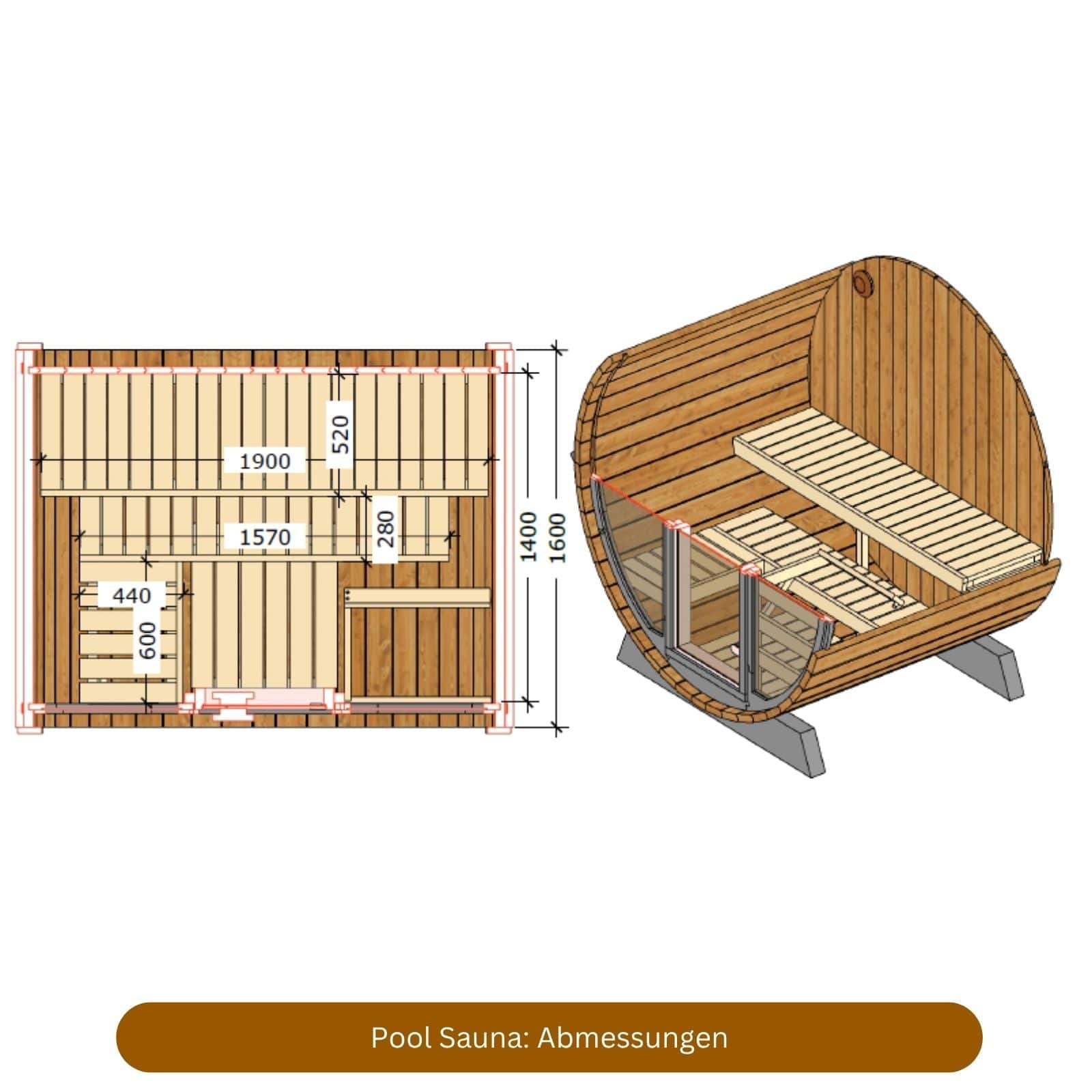 Fasssauna "Pool" fuer 2 Personen