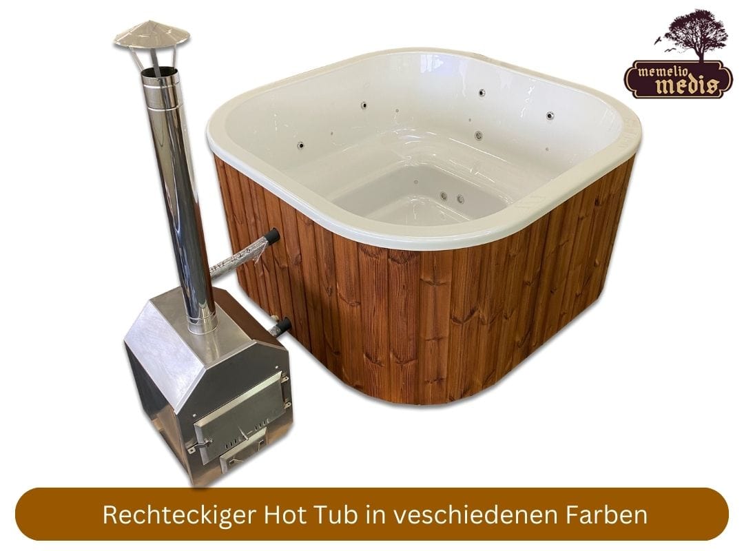 rechteckiger Hot Tub 1,8m mit Acrylwanne und Aussenofen