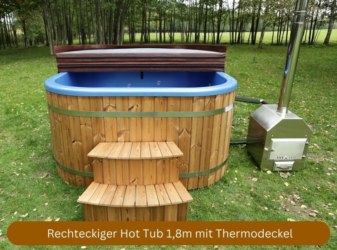 rechteckiger Hot Tub 1,8m mit Acrylwanne und Aussenofen