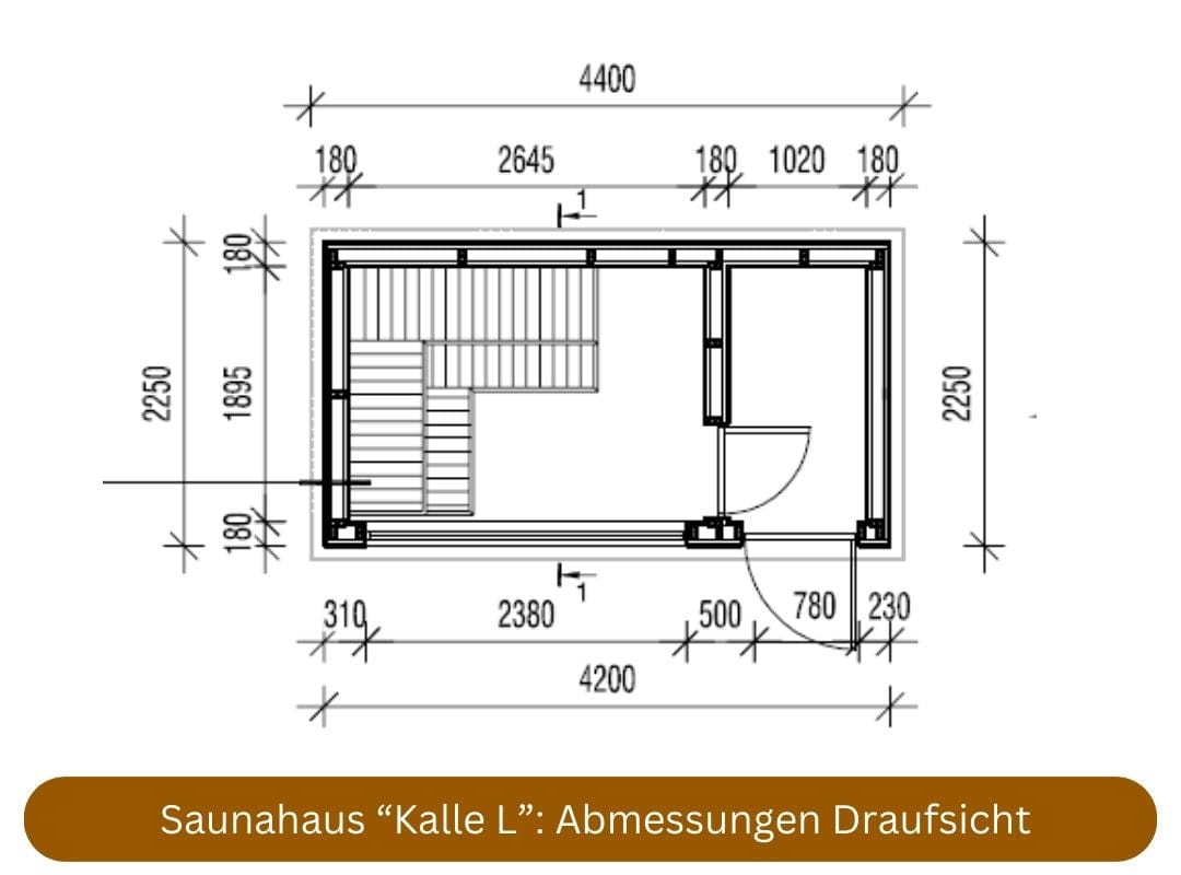 Saunahaus mit Vorraum Kalle L Abmessungen